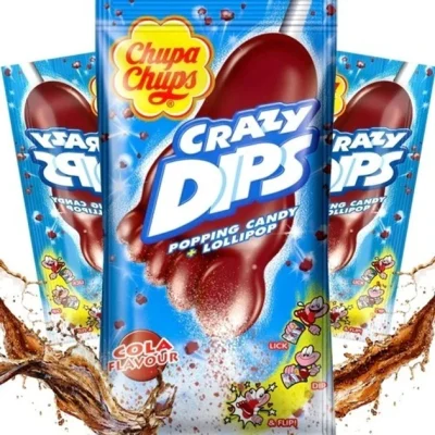 Льодяник на паличці Чупа Чупс смак кола Chupa Chups Crazy Dips Cola 1 шт (14 г) Іспанія