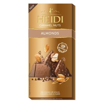 Шоколад молочний з карамеллю і мигдалем 30% какао Heidi Caramel Nuts Almonds 80 г Румунія