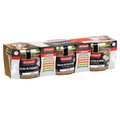 Терин французький БЕЗ ГЛЮТЕНА Arnaud (свиняча печінка,птиця з коньяком 3х180г) 540 г Іспанія