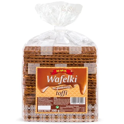 Вафлі в карамельній глазурі тофі M&K Wafelki w polewie Toffi 300г Польща
