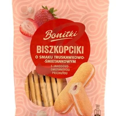 Печиво бісквітне з вершково-полуниною начинкою Bonitki 170 г Польща