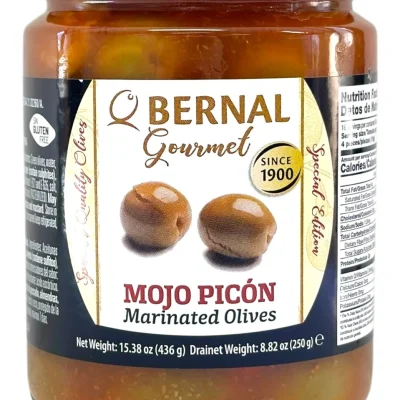Оливки мариновані в пікантному соусі Мохо Пикон БЕЗ ГЛЮТЕНА Bernal Gourmet Mojo Picon Marinated Olives 436/250г Испания