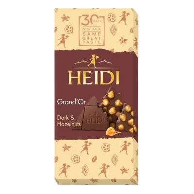 Шоколад чорний із суцільним карамелізованим фундуком Heidi 100 г Румунія