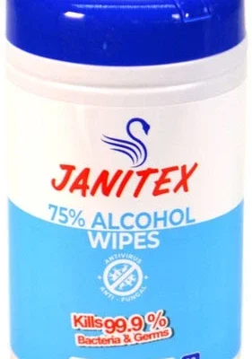 Вологі серветки Janitex з вмістом спирту 75 % (80шт) Турція