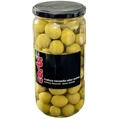 Оливки з кісточкою зі смаком Анчоуса Corbi Manzanilla Sabor Anchoa 700 г/400 Іспанія