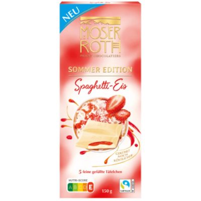 Шоколад білий Полуниця з вершками Moser Roth Sommer Edition Spaghetti Eis, 150 г Німеччина
