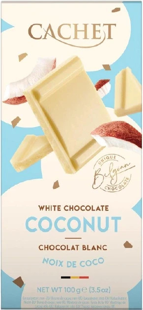 Шоколад білий з кокосом Cachet  White Chocolate Coconut Бельгія 100 г