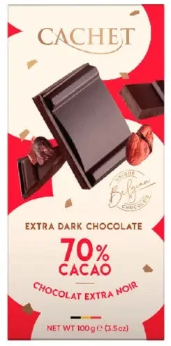 Шоколад Cachet (Кашет) екстра чорний 70% какао Бельгія 100 г