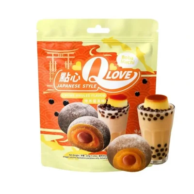 Моті (японське тістечко) з брюле кремом Qlove Boba Mochi Creme Brulee Flavor (8х15г)  120г Тайвань