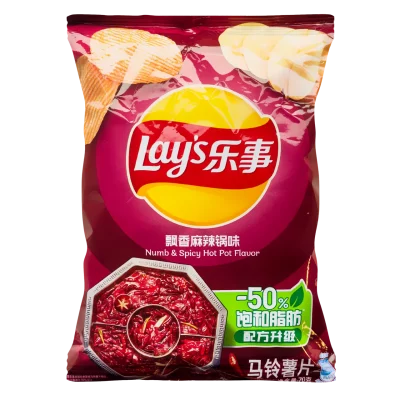 Чіпси хвилясті картопляні з гострим перцем чилі Lay's Numb&Spicy Hot Pot flavor 70г Китай