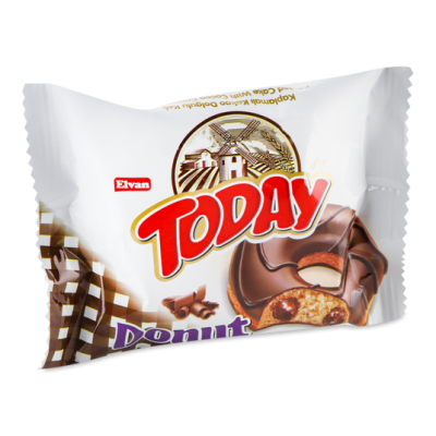 Кекс (донат) в глазурі з шоколадом Elvan Today Donut Kakao 50г Туреччина