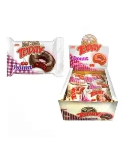 Кекс (донат) в глазурі зі смаком вишні Elvan Today Donut Blueberry 1200г Туреччина