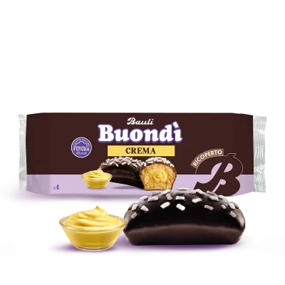 Кекс із вершковим кремом у шоколадній глазурі Bauli Buondi crema (4х46г) 184г Італія