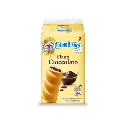 Печиво Шоколадні Трубочки БЕЗ ПАЛЬМОВОГО ОЛІЇ MulinoBianco Flauti Cioccolato (8х35г) 280г Італія