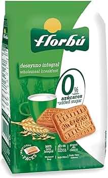 Печиво з борошна грубого помелу до сніданку БЕЗ ЦУКРУ Florbu Desayuno Integral Wnolemeal Breakfast 130г Іспанія