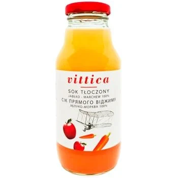 Сік прямого віджиму яблуко-морква Vittica Nektar 330 мл Польща