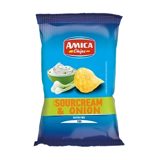 Чіпси картопляні зі сметаною та цибулею Amica Chips Sour Cream & Onion 100г Італія