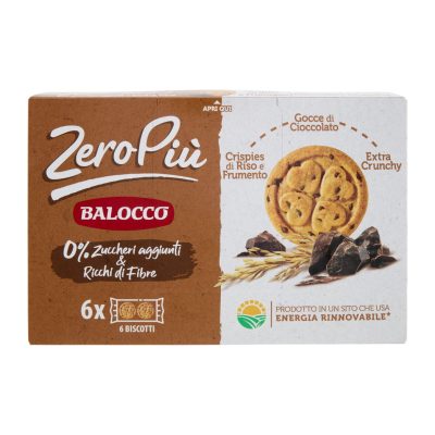 Печиво пісочне з шоколадною крихтою БЕЗ ЦУКРУ Balocco ZeroPiu Gocce di Cioccolato (6*35г) 210г Італія