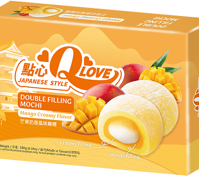 Моті (японське тістечко) зі смаком манго Qlove Japanese Style Double Filling Mochi Mango Creamy  180г Тайвань