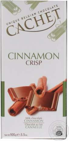 Шоколад Cachet (Кашет) молочний з корицею хрусткий Бельгія 100 г