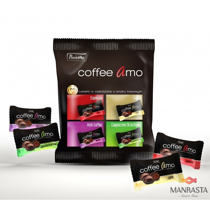 Цукерки-карамель у шоколаді 4 смаки Coffee Amo Польща 100 г