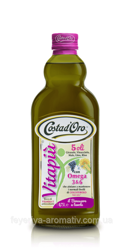 Мікс п'яти олій першого холодного пресування Costa d'Oro Vitapiu Omega 3, 1 л.