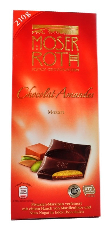 Шоколад чорний Moser Roth Chocolat Amandes Mozart 210г